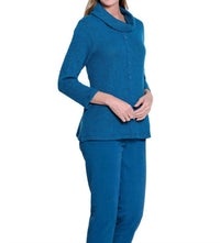 Multiples - 3/4 Sleeve Cowlneck Faux Button Top - Plus