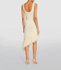 Rabanne - Linen Asymmetric Fringe Dress