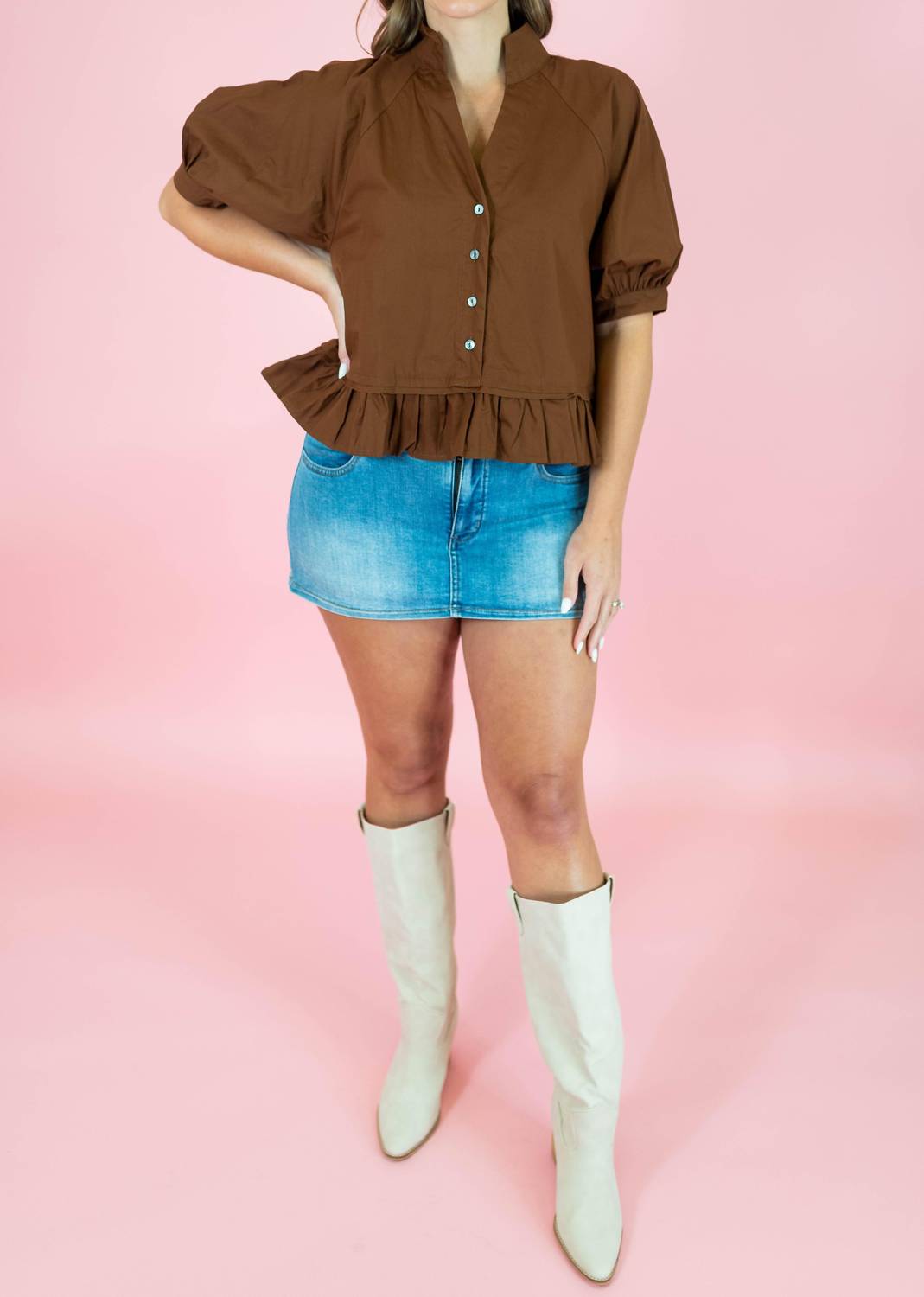Entro - Boutique Style Ruffle Hem Blouse