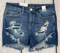 Judy Blue Distressed Shorts in blue - women's shorts - alternate view