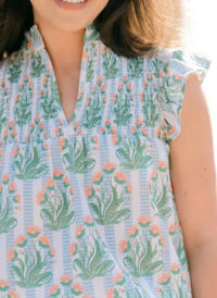 VICTORIA DUNN Layla Floral Blouse in chateau toile - women's blouse - detail view
