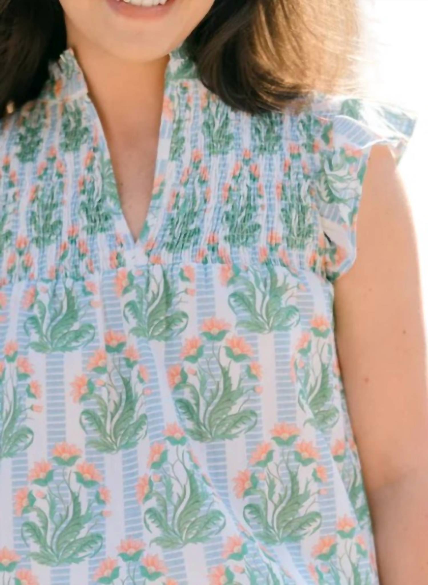 VICTORIA DUNN Layla Floral Blouse in chateau toile - women's blouse - detail view