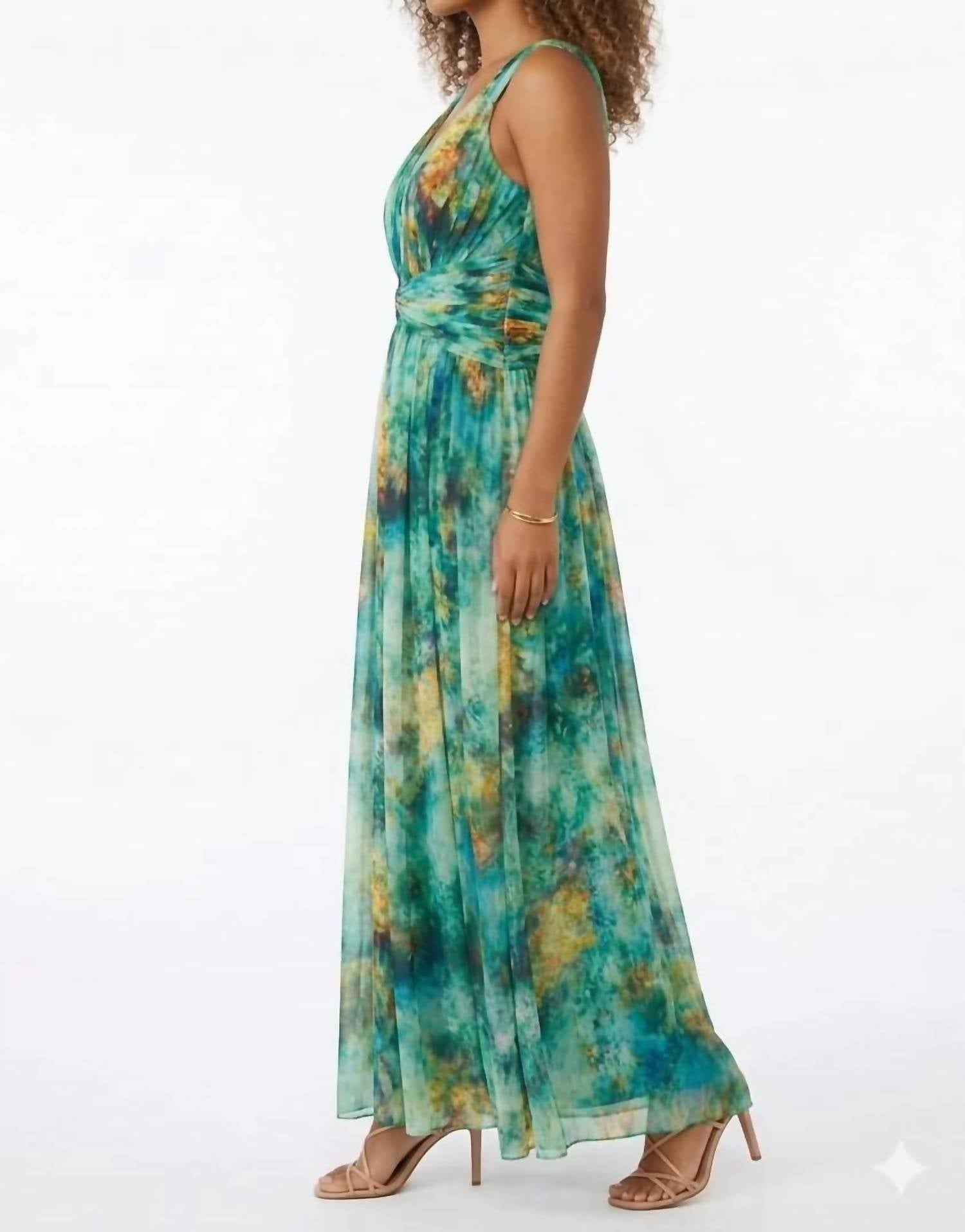 London Times - Women's Abstract Watercolor Maxi Dress