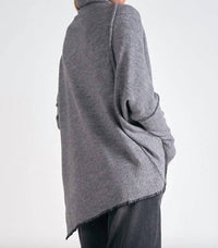 ELAN Turtleneck Asymmetric Sweater in grey - women's sweater - alternate view