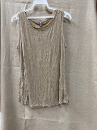Shana Apparel Women's Crinkle Shell Top in khaki - women's tank top