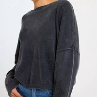 Brodie Cashmere Ida Hot Fix Star Sweat Top in black - women's sweater - detail view