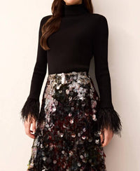 Marie Oliver - Tucker Feather-trimmed Cuffs Top