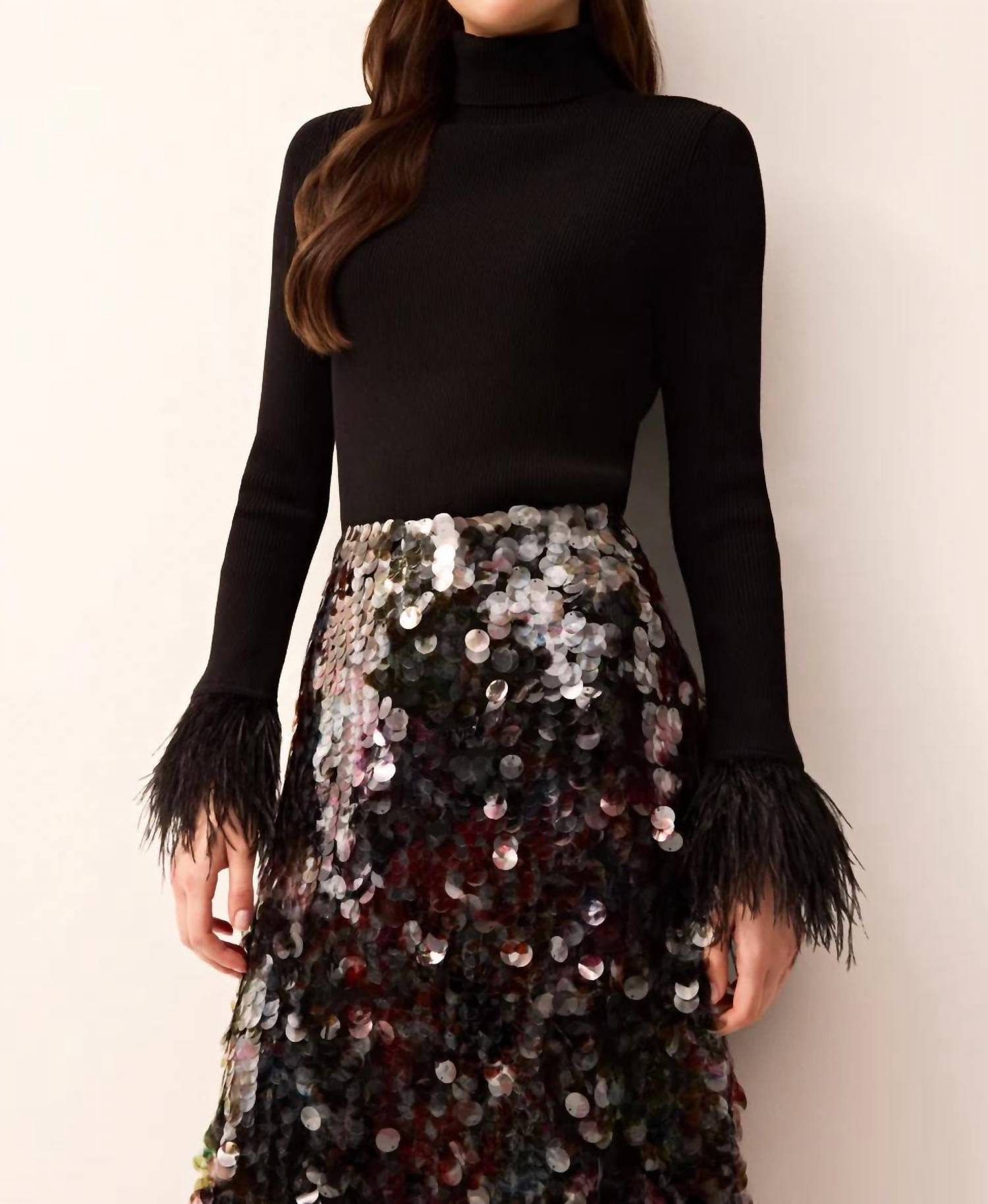 Marie Oliver - Tucker Feather-trimmed Cuffs Top