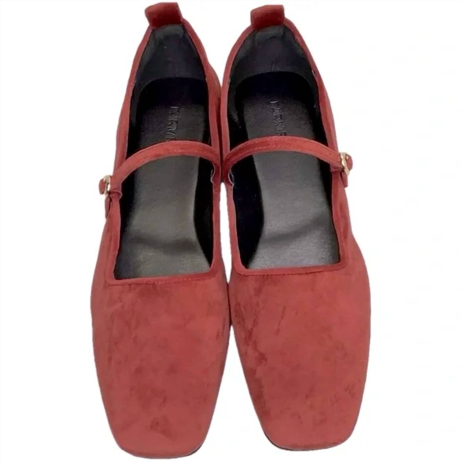 FARM RIO Women's Adjustable Straps Buckle Square Toe Mary Jane Flats in red - women's flats