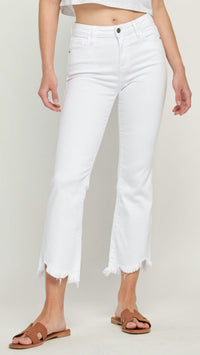 Hidden - Frayed Hem Crop Flare Jeans