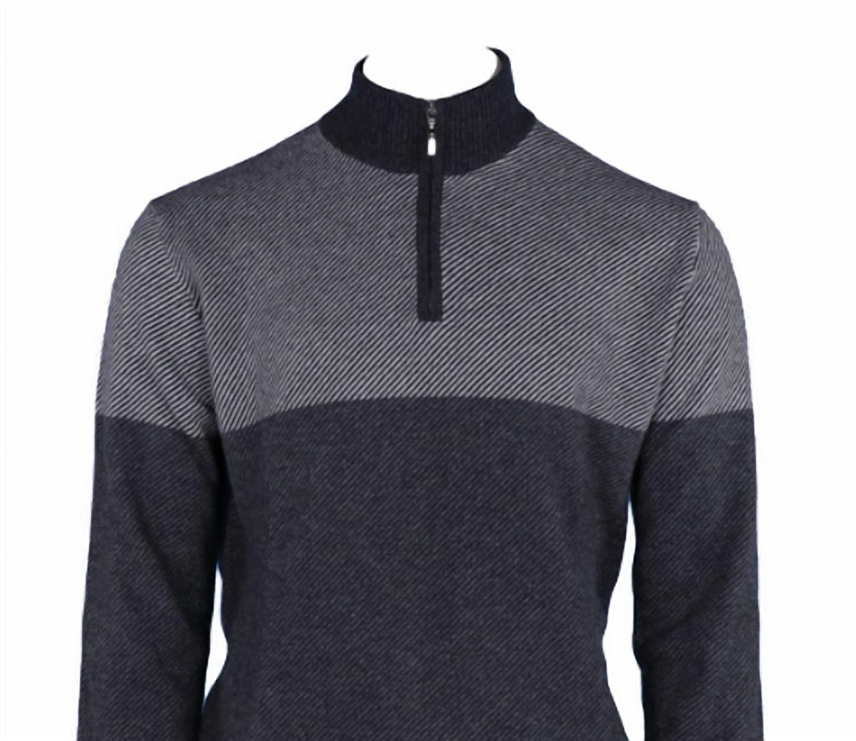 Pashmere - Men's Pure Cashmere Angled Half Zip Sweater