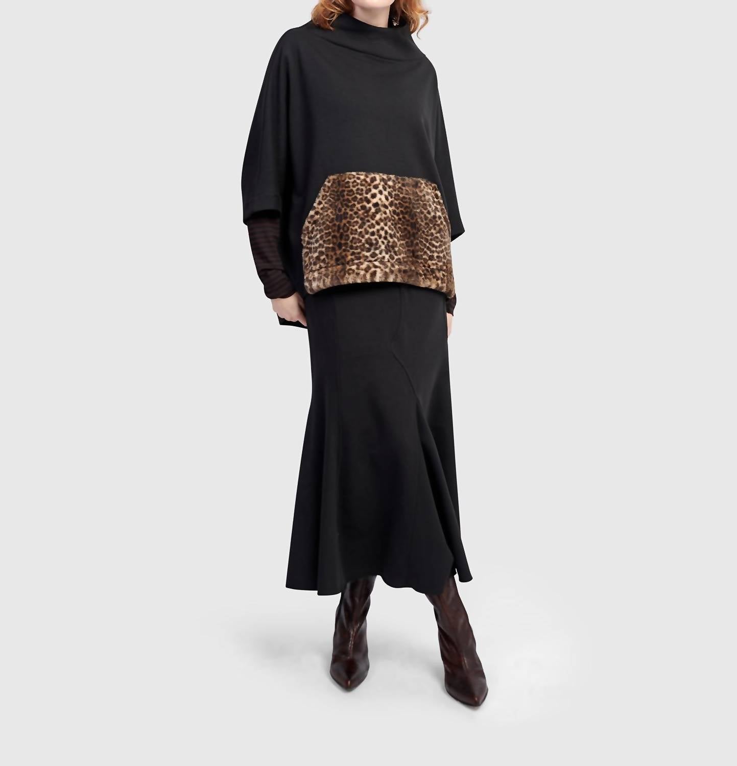 ALEMBIKA Urban Muff Pullover Top in black - women's top - view 4
