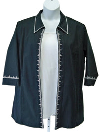 Bleu Bayou - Women's Crystal Trimmed Denim Jacket - Plus