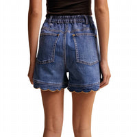 Listicle - Women's Scallop Button Denim Shorts