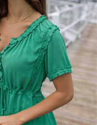 Grace and Lace Lola Frilly Button Front Top in spring green - women's blouse - view 5