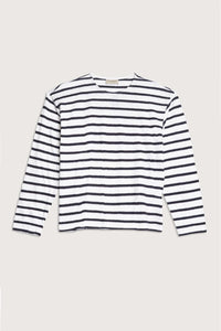 Officine Générale Dakota Long Sleeve Stripe Tee in navy white - women's long sleeve top - alternate view