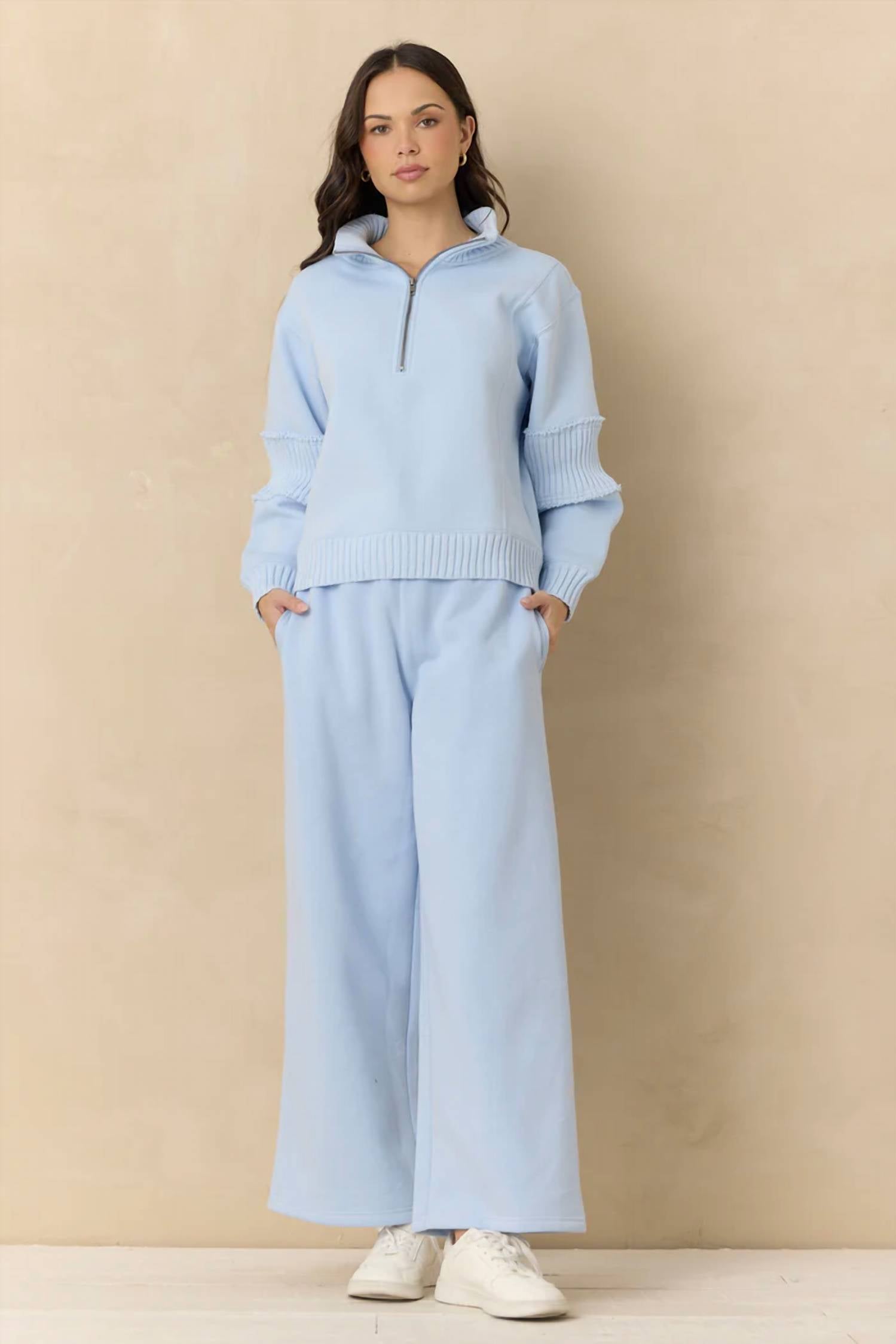 Vintage Havana - Fleece Wide Leg Pants With Rib