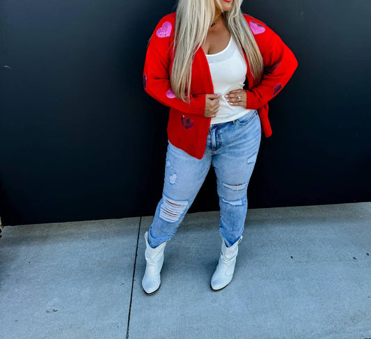 Blakeley - Women's Be Mine Sequin Heart Cardigan