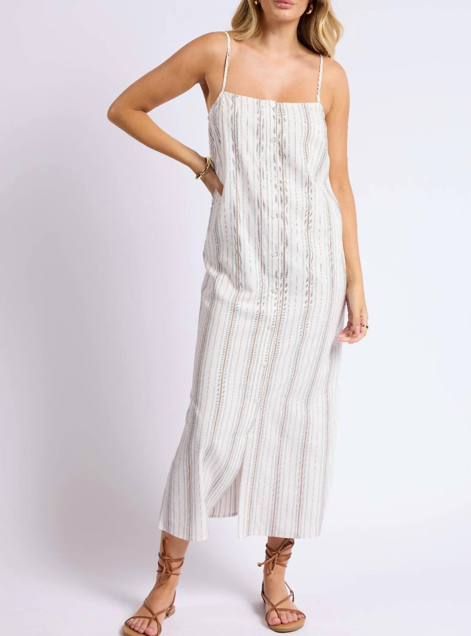 Sadie & Sage - Nopales Striped Button Front Maxi Dress