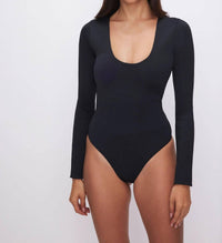 Good American - Scuba Scoop Neck Long Sleeve Bodysuit