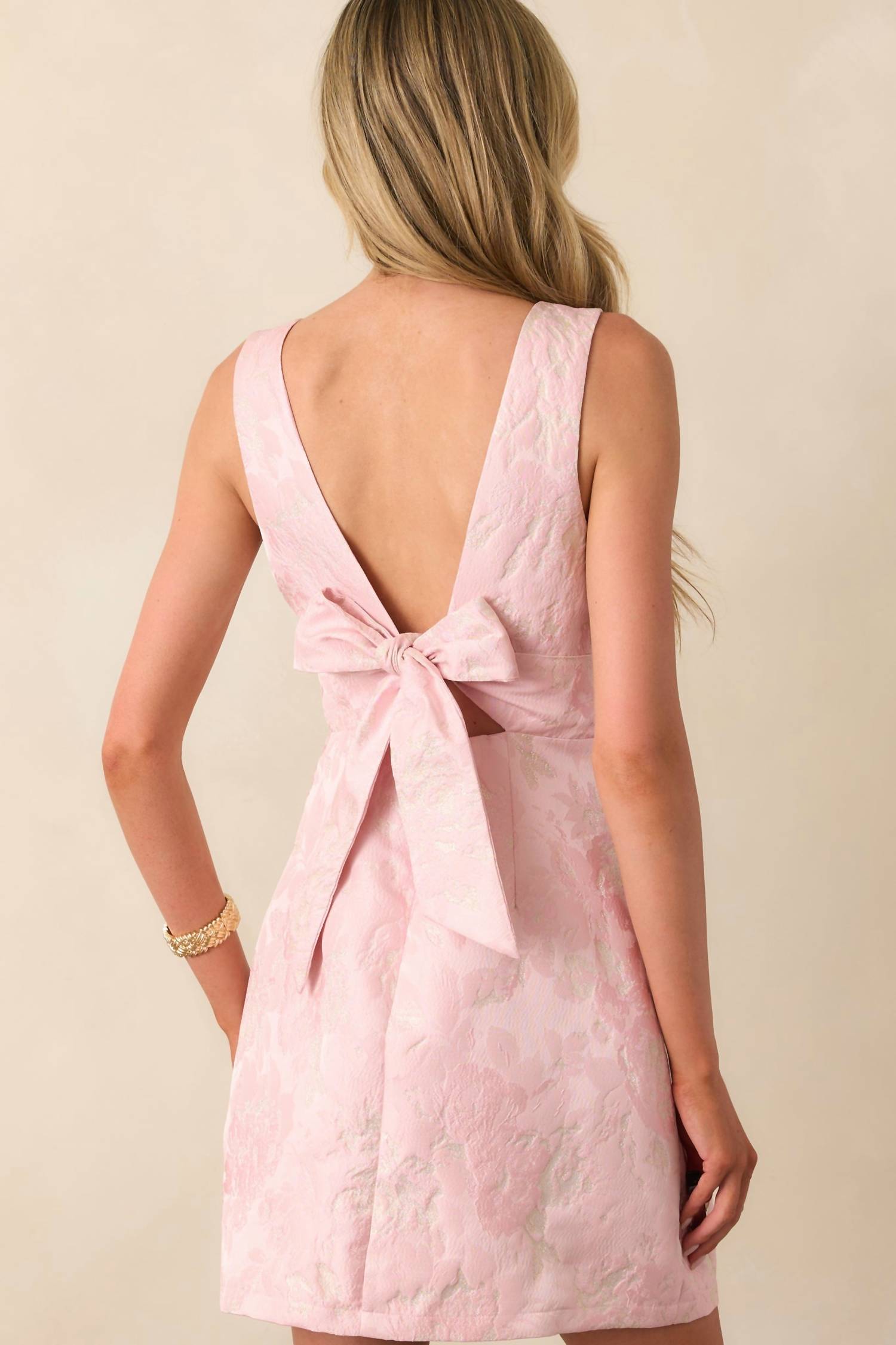 B.Right - Jackie Deep V Jacquard Mini Dress