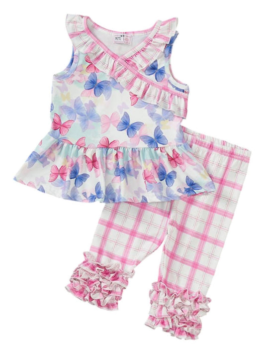 Pete + Lucy - Girl's Free Like A Butterfly 2 Piece Capri Set