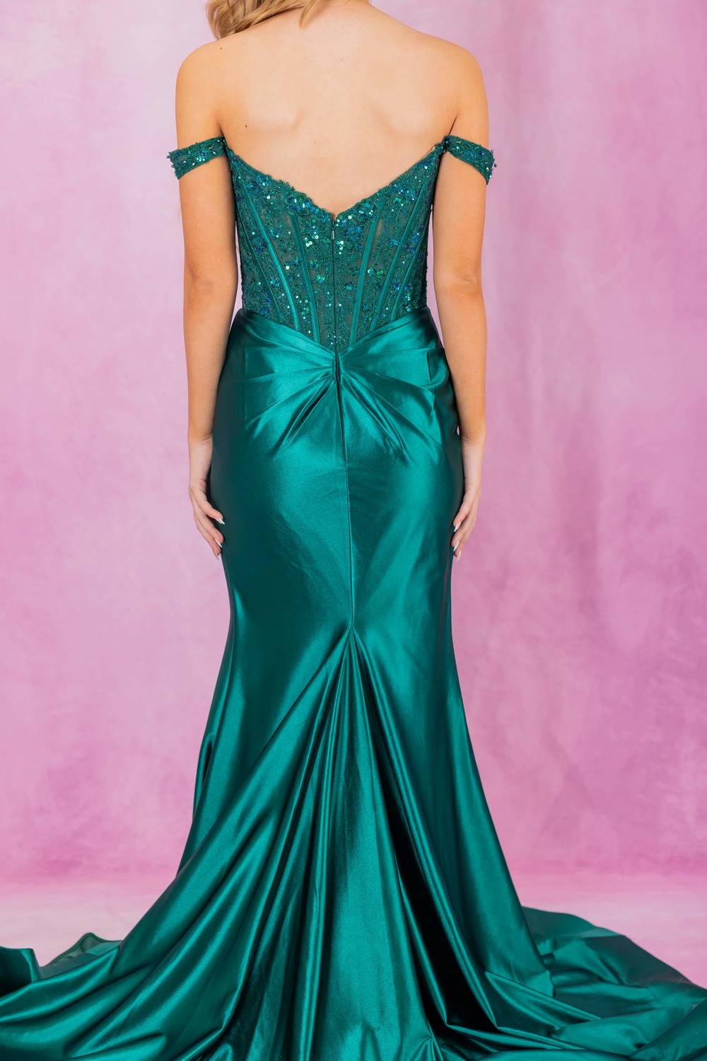 Sherri Hill - Off The Shoulder Gown With Lace Corset Bodice
