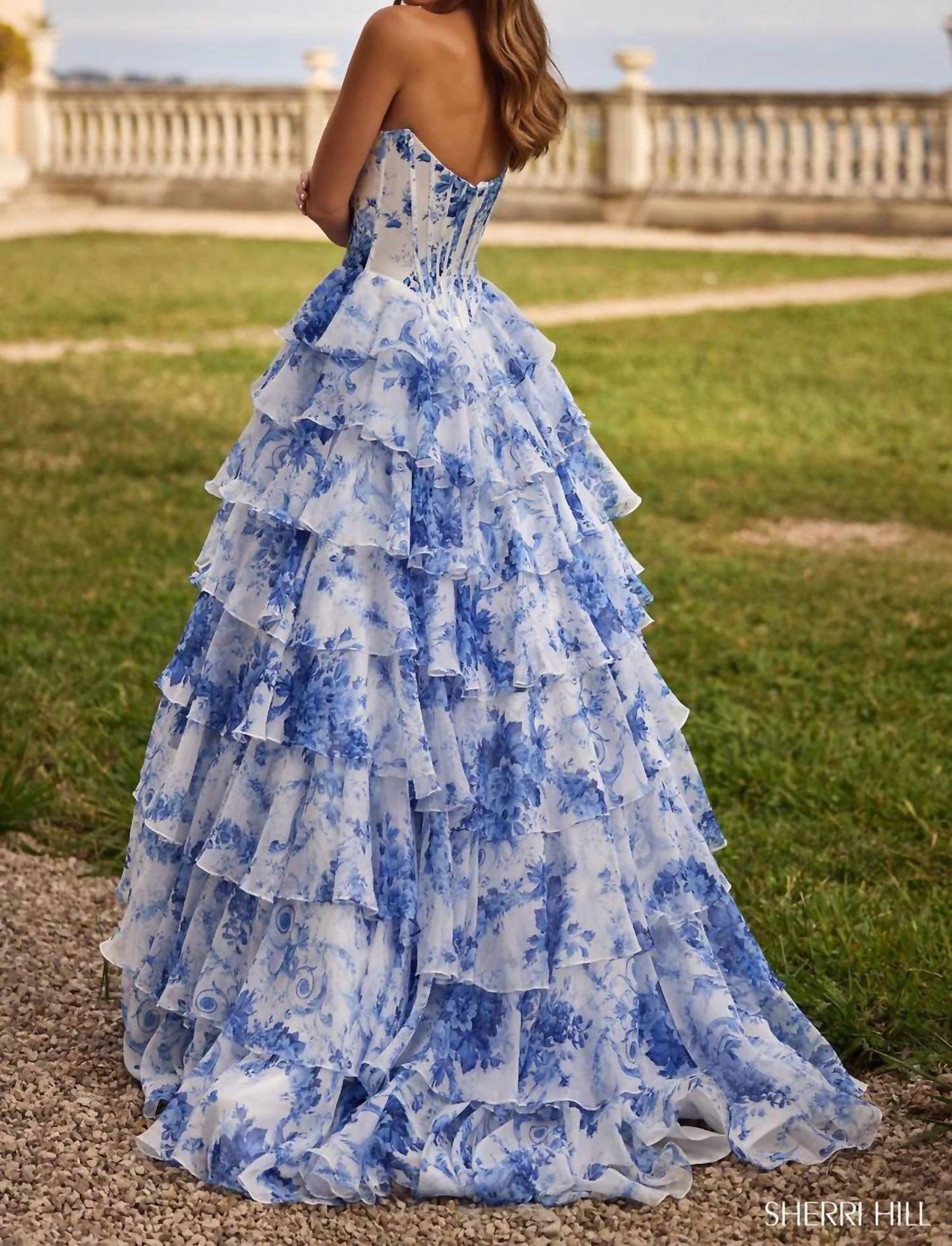 Sherri Hill - Strapless Satin Corset Ball Gown