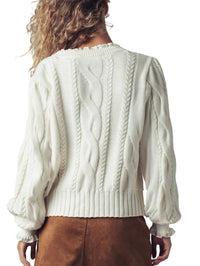 Urban Daizy - Lace Trim Cable Pullover Sweater