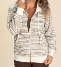 Staccato - Color Block Striped Zip Up Hoodie Jacket