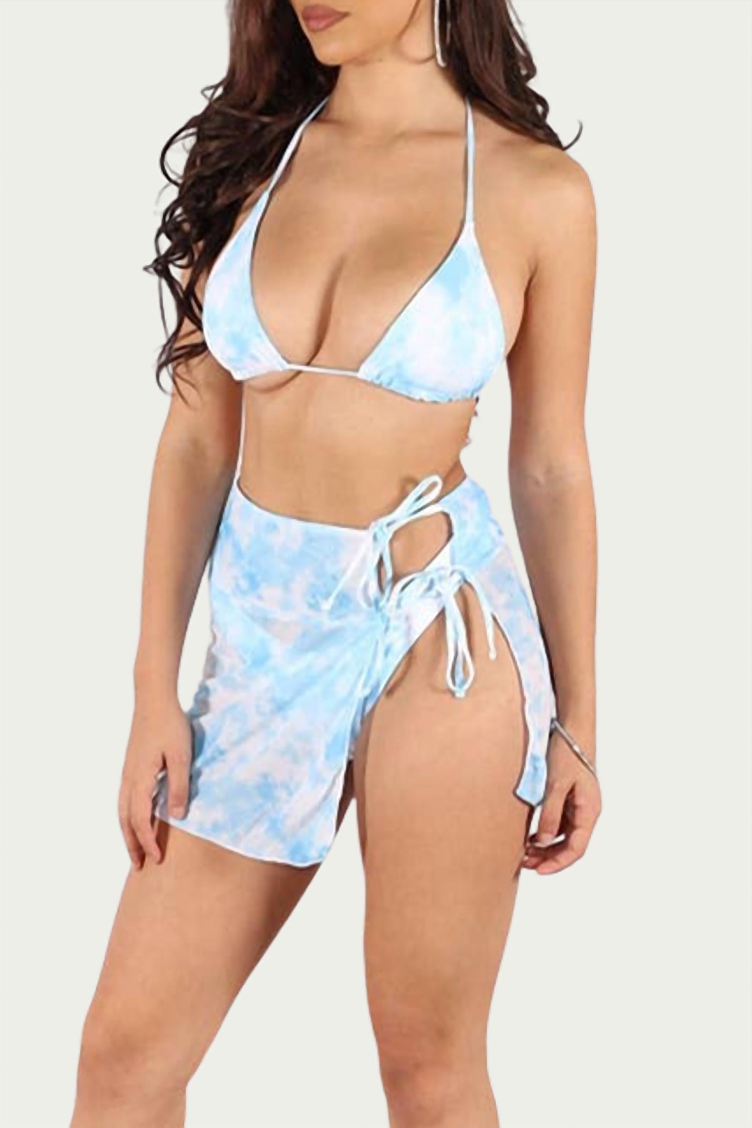 TIE-DYE THREE-PIECE BIKINI SET