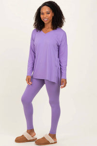 Zenana - Brushed Knit Oversized Top And Legging Lounge Set