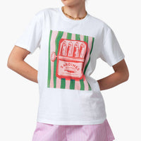 Urban Daizy Sardine Graphic Tee in white - women's t-shirt
