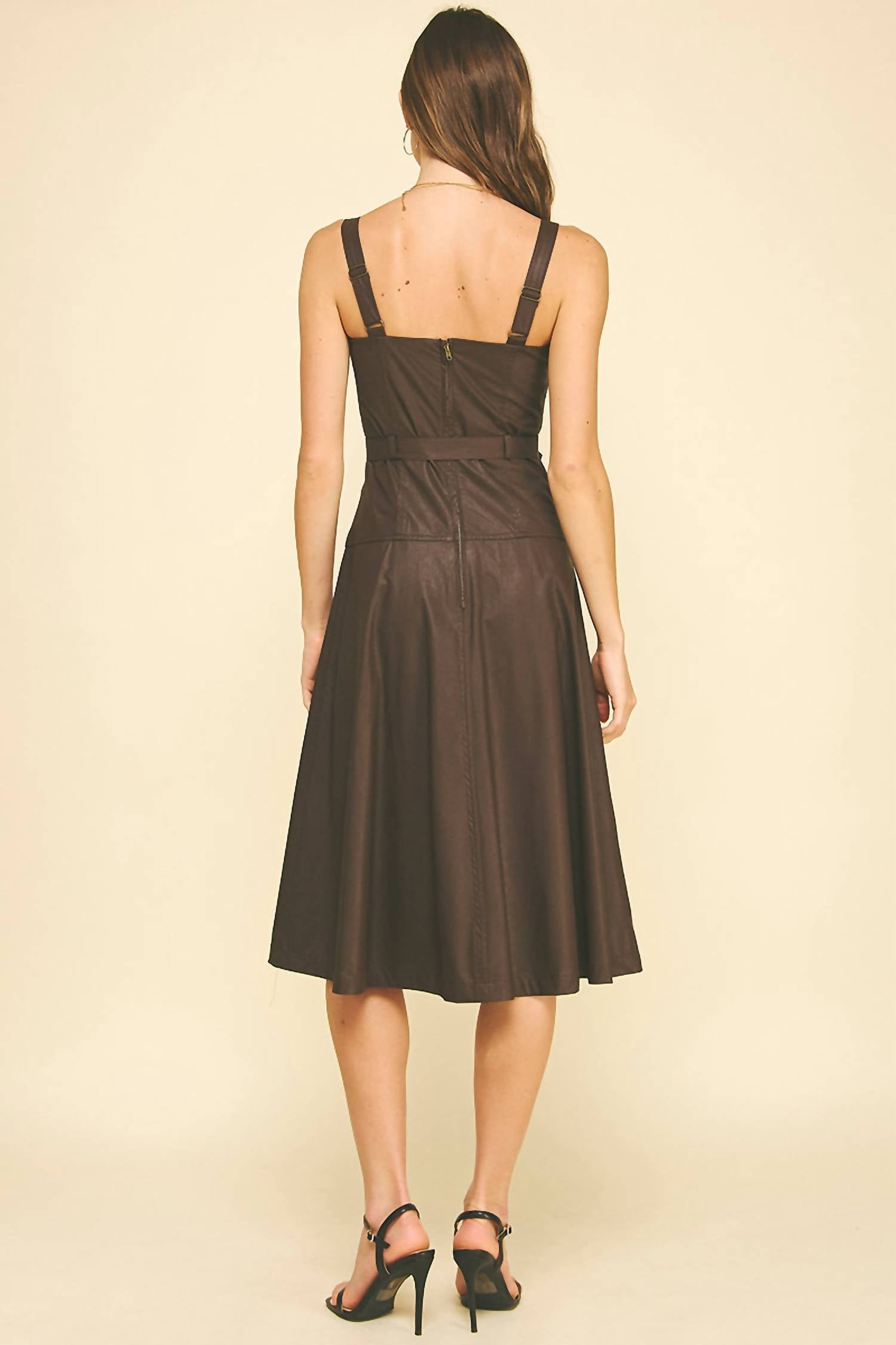 Pinch - Allyn Faux Leather Midi Dress