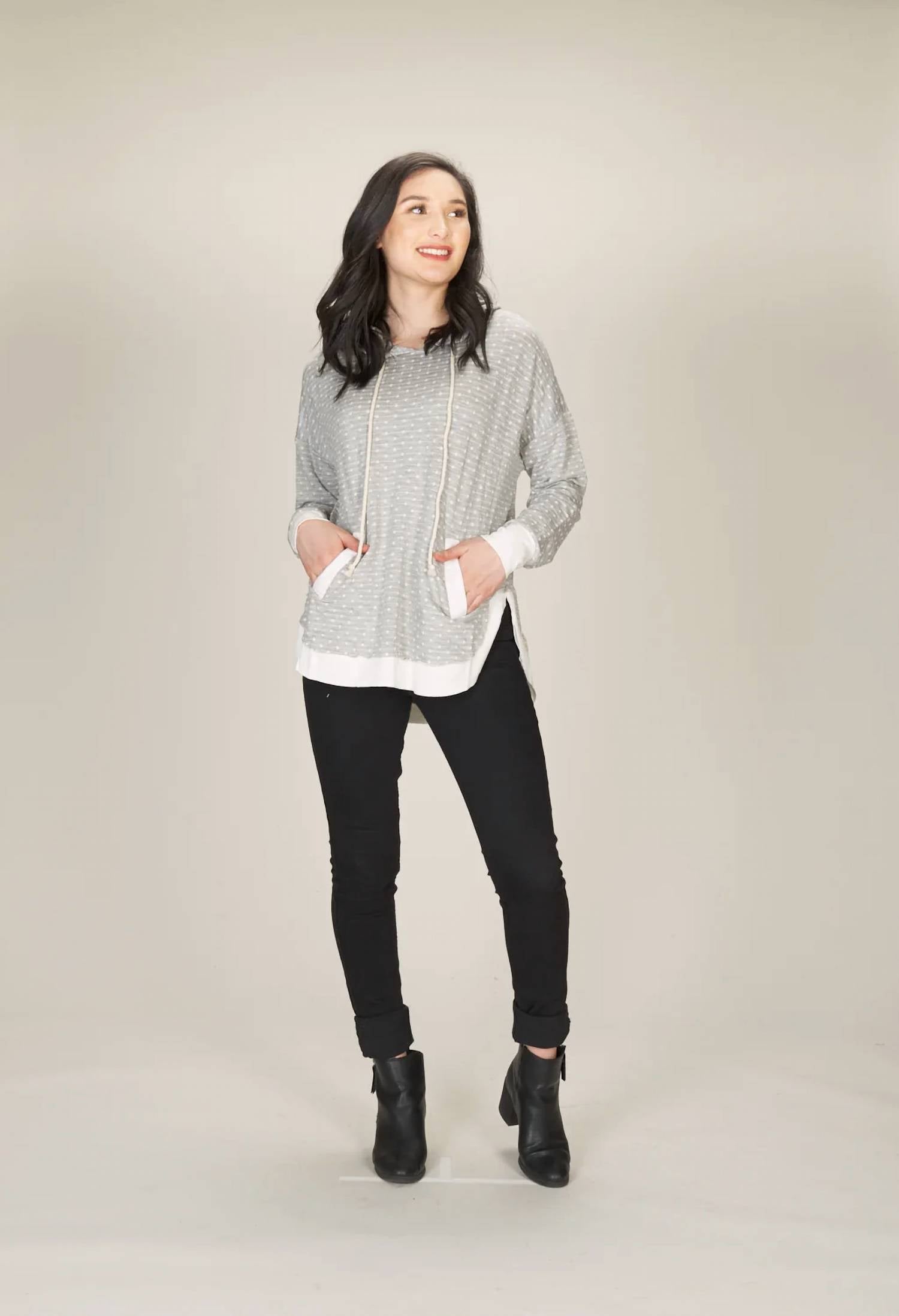 Papillon - Brushed Jersey Polka Dot Hoody Sweater