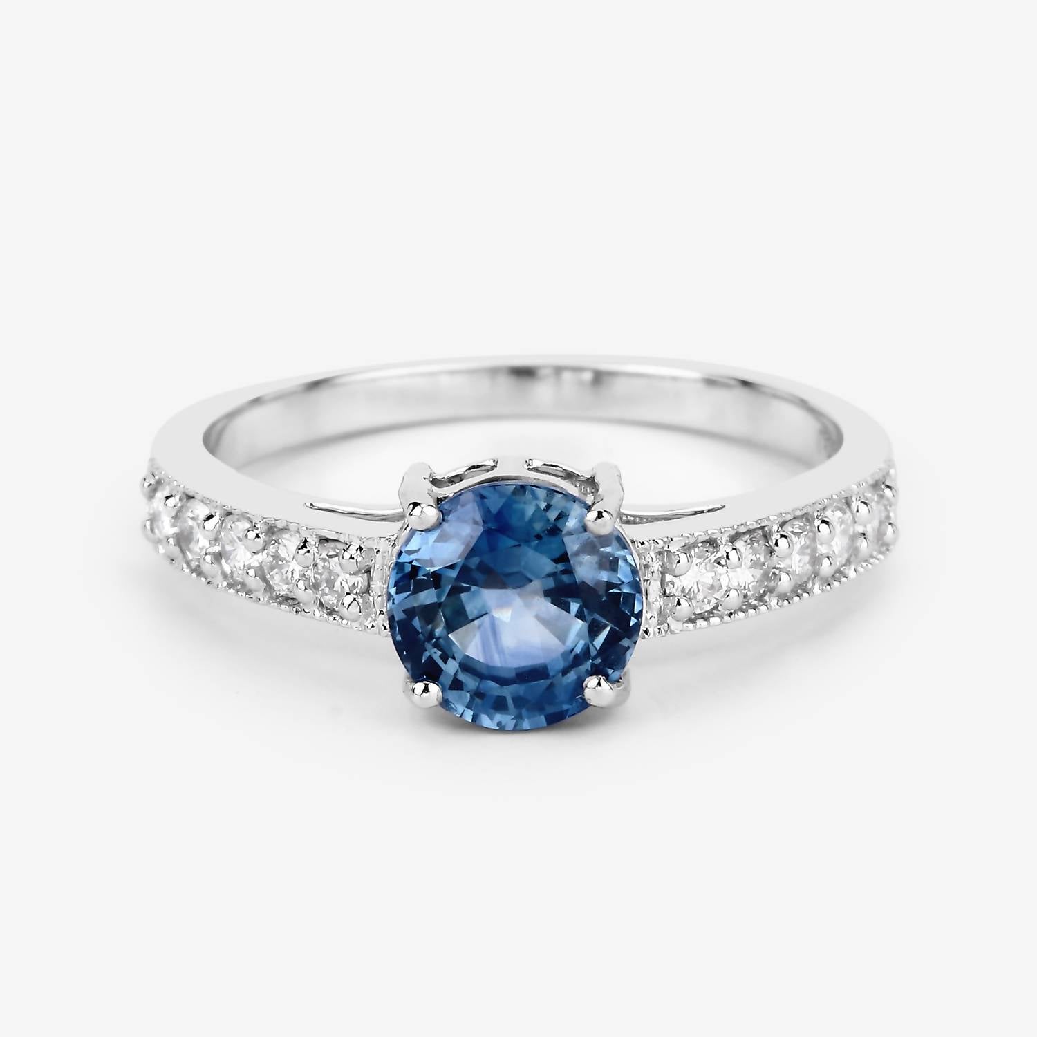 Diana M Jewels - Women's Round Natural Blue Sapphire Fashion Ring (1.90 Ct) - Classic