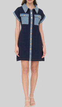Zoe And Claire - Jane Denim Trim Mini Dress