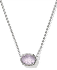 Kendra Scott Women's Daphne Frame Short Pendant Necklace in rhodium purple amethyst - women's jewelry