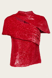 Self-Portrait - Fil Coupe Cut Out Short Sleeve Top