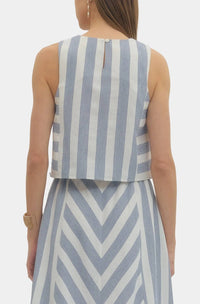 Entro - Nantucket Striped Sleeveless Top And Midi Skirt Set