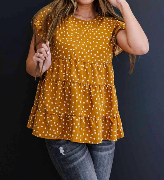 Andree By Unit - You're My Honey Full Size Run Polka Dot Tiered Blouse