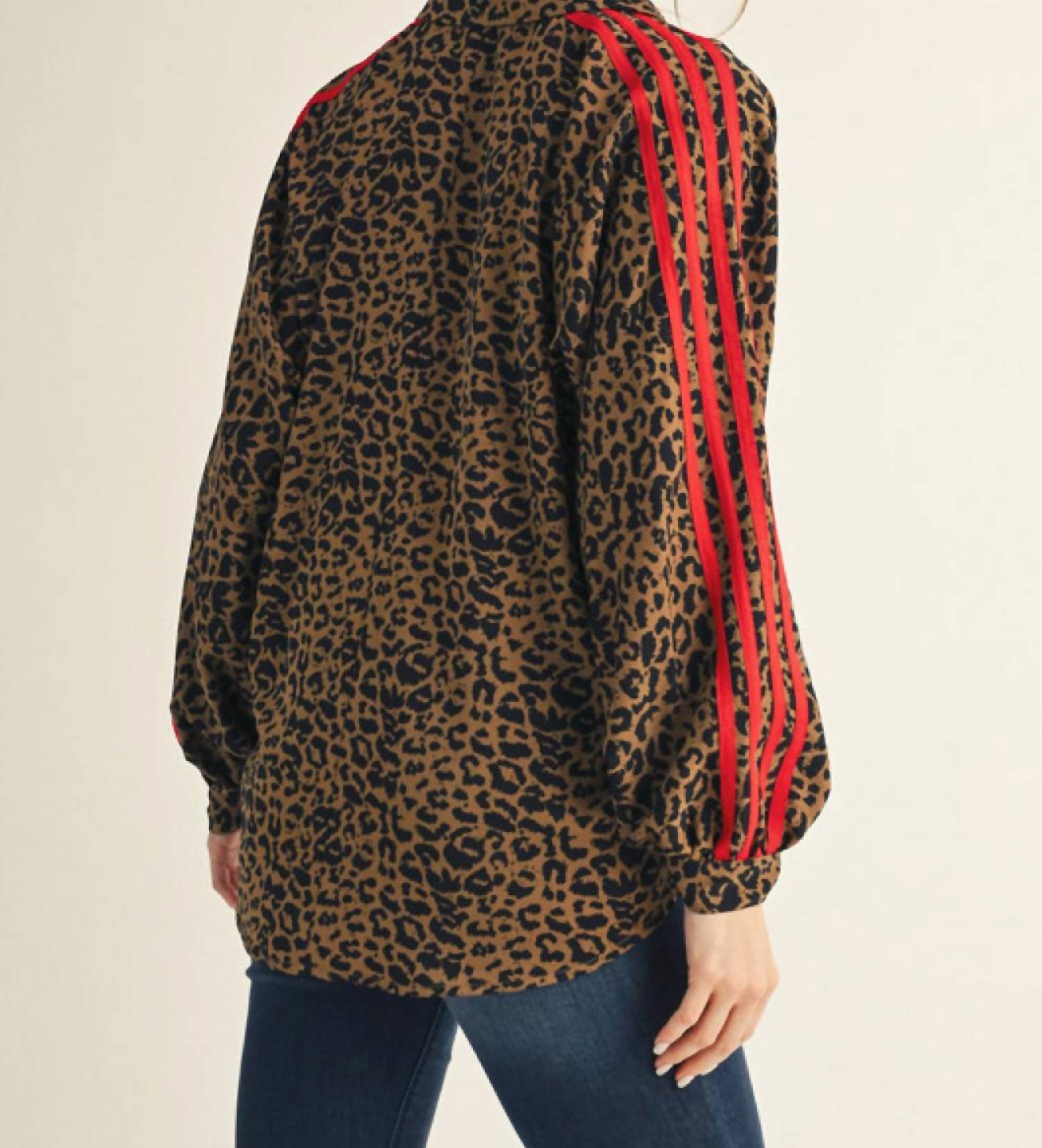Jodifl Leopard Print With Stripe Detail in brown - women's sweater - alternate view