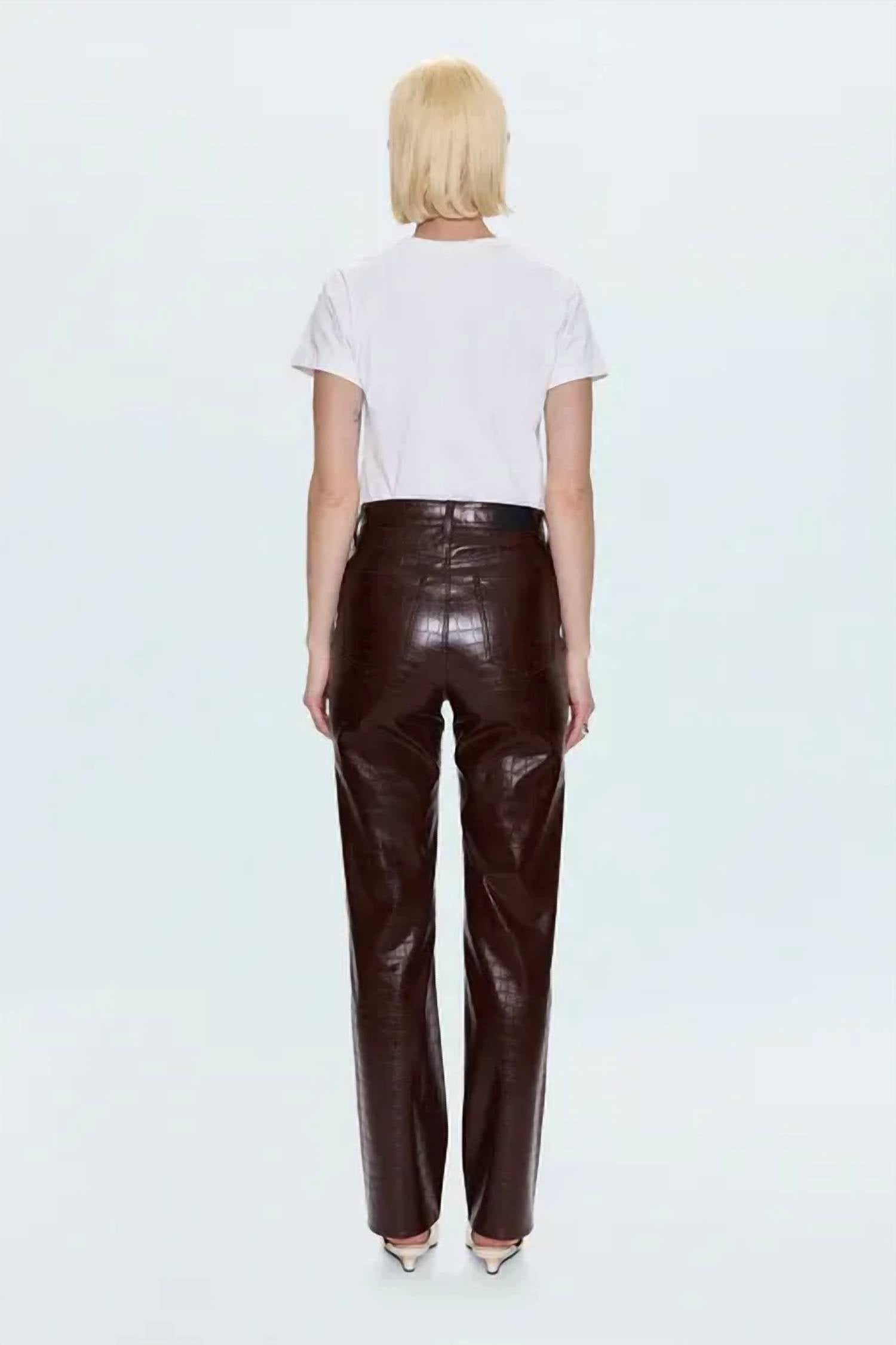 PISTOLA Cassie Straight Leg Pant in tobacco croc - women's pants - detail view
