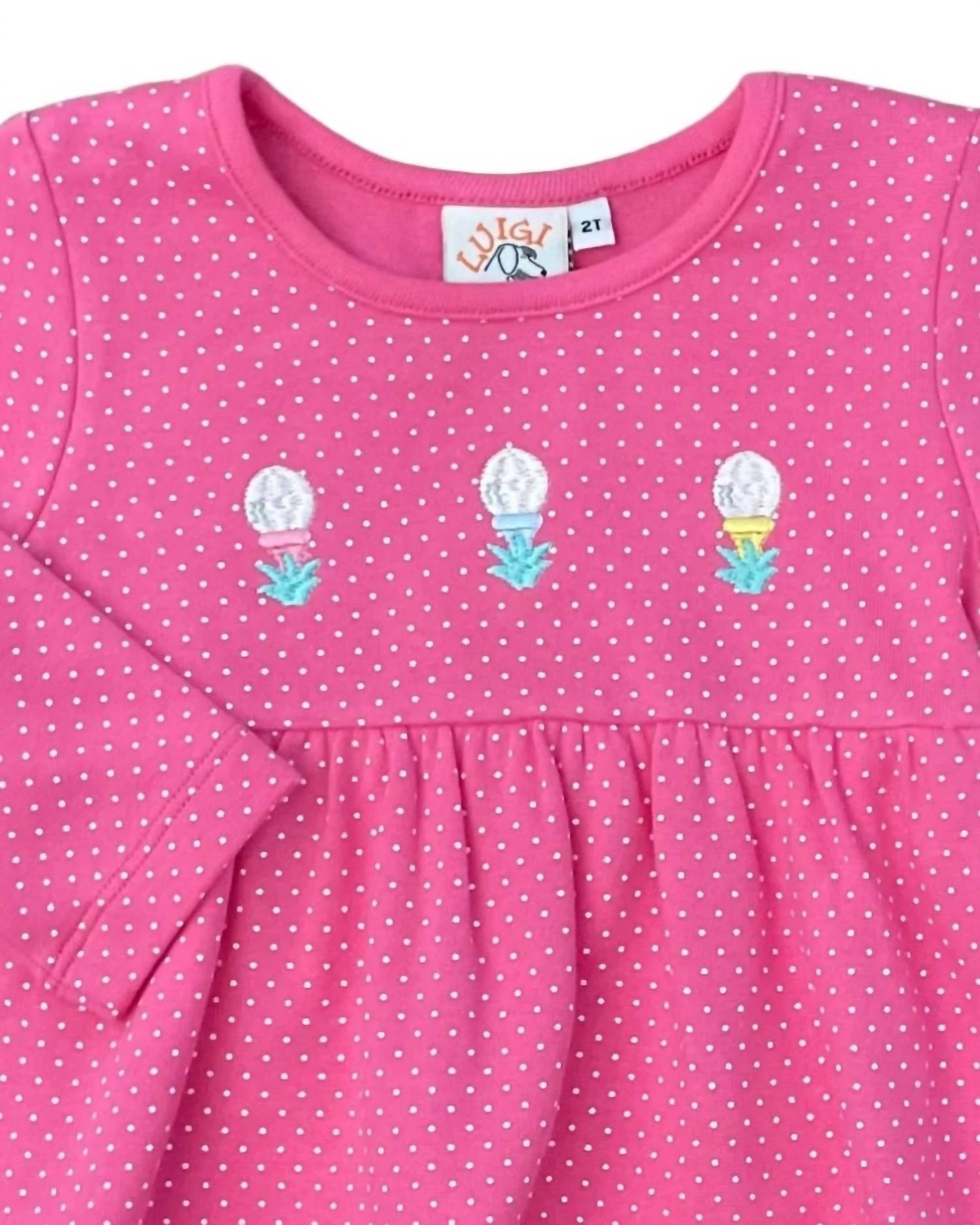 Luigi Kids - Kid's 3 Golf Balls Embroidered Tier Long Sleeve Dress