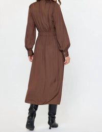 current air Button-down Shirts Dress With Self Tie in brown - women's dress - detail view