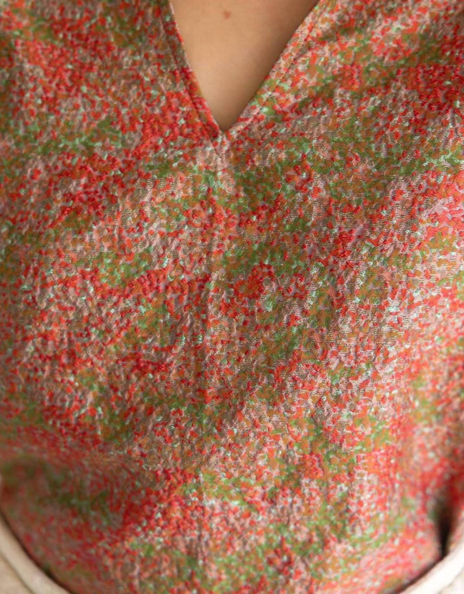 voy Ruffle Collared Jacquard Abstract Print Blouse in rust - women's blouse - view 7