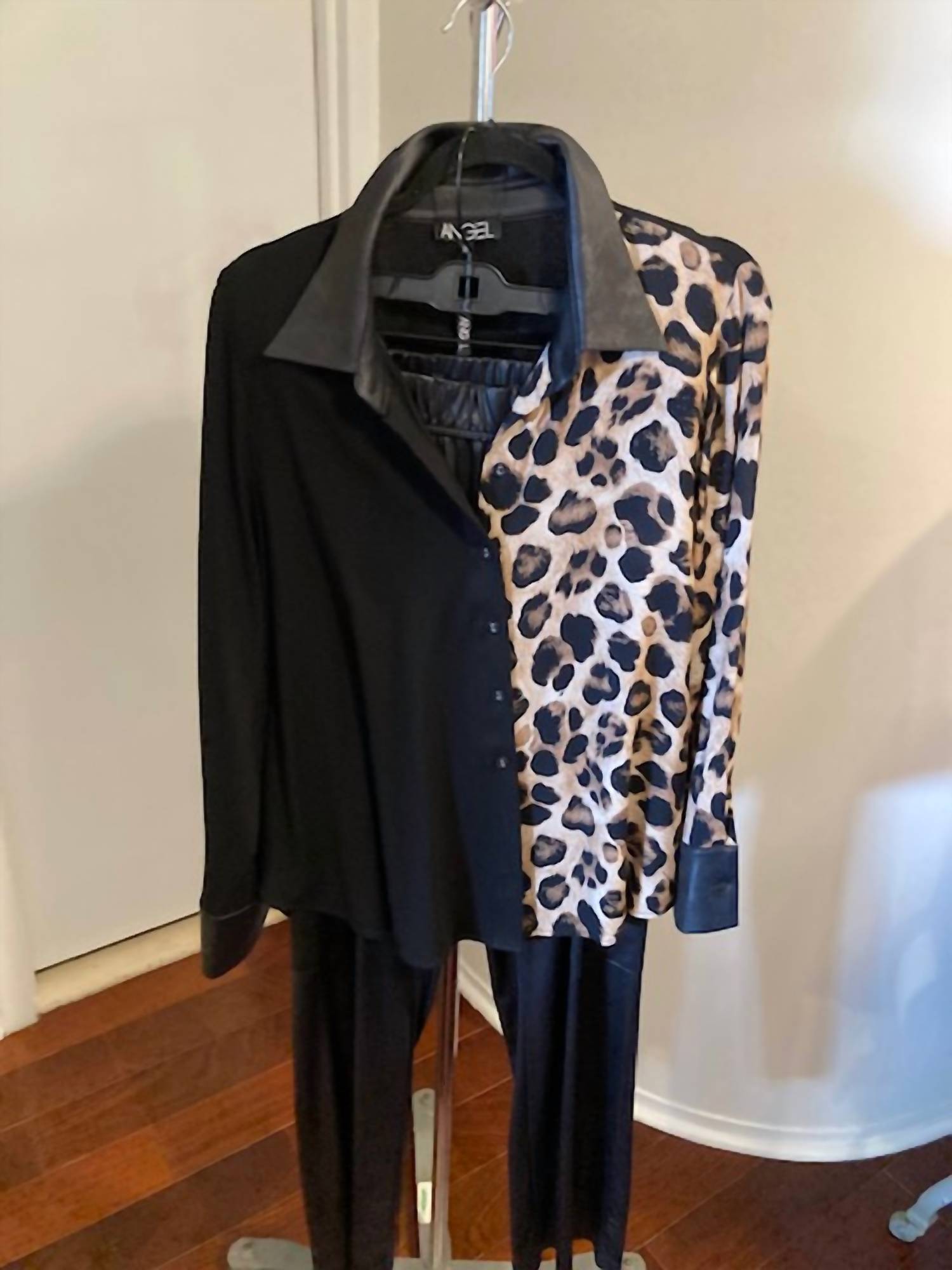Angel - Women's Shirt Jacket with Vegan Leather Trim