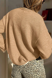 Little Daisy Closet - Women's Leopard Bow Décor Split Sweater