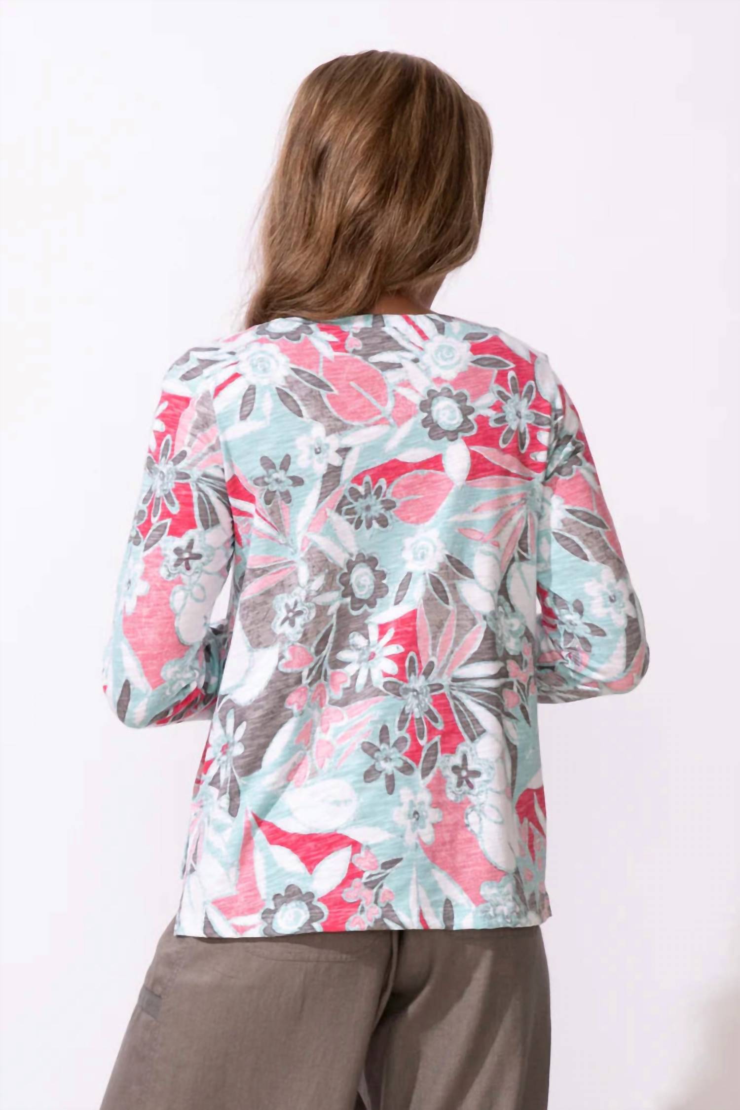 Escape By Habitat - Peruvian Cotton Fiji Floral Hi Lo Scoop Neck Tee