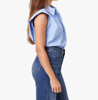Habitual SLEEVELESS SHOULDER PAD SHIRT in blue - women's t-shirt - detail view